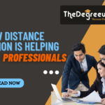 An infographic showing the benefits of distance education for working professionals, including increased flexibility and the ability to balance work and study.