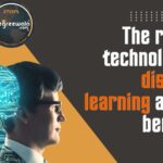 Image of an AI and a human standing back to back, representing the role of technology in distance learning.